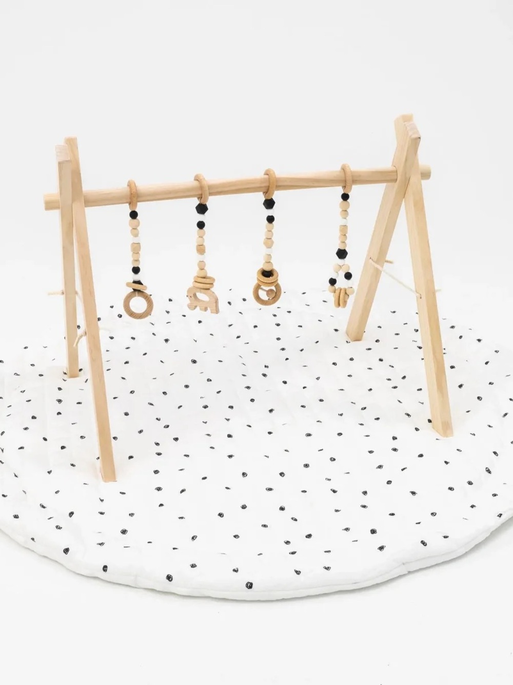 Poppyseed Wooden Baby Gym with Hanging Bead Toys - Natural & Black